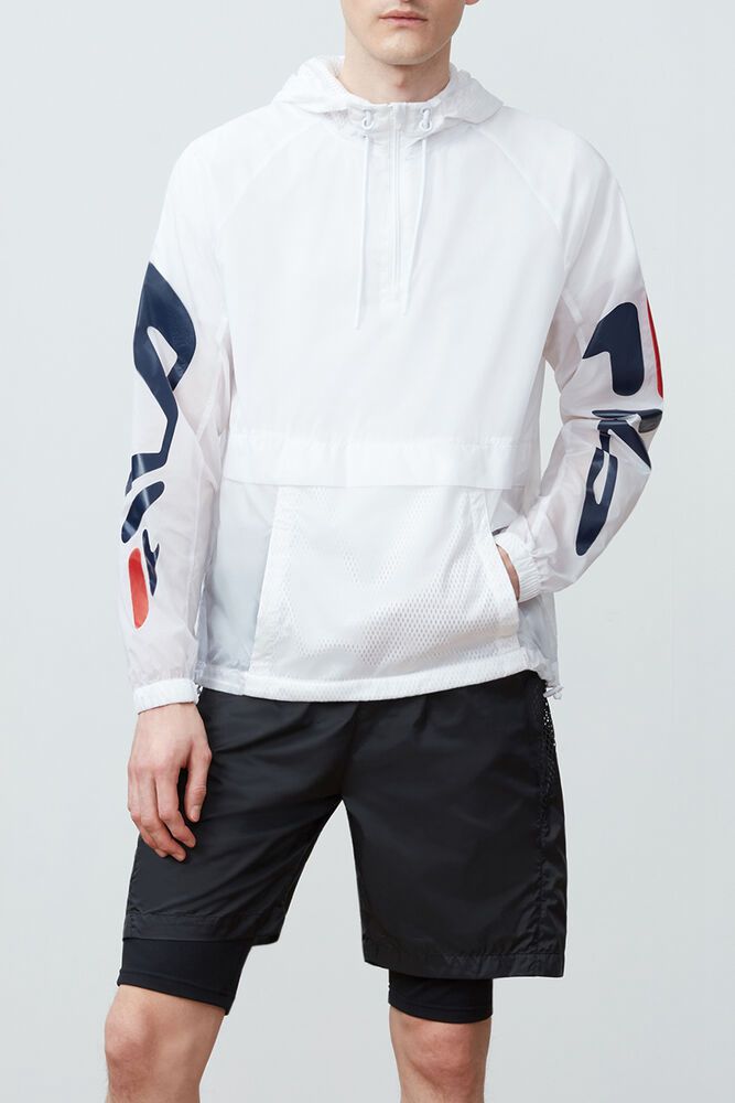 Fila Conrad Half Zip Jacket White - Mens - 76591HGJU